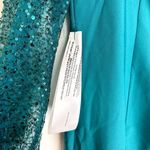 JS Collections  Kim Sequin Long Sleeve Column Gown in Teal Size US 6 Photo 6