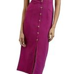 Anthropologie Maeve Knit Midi Dress Wildberry Button Front Slit Pink 12 Photo 0