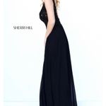 Sherri Hill NWT Enticing Beaded Lace Long Dress in Black Sz 0 $298 Photo 2