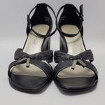 Coldwater Creek Cross Over Stitch Low Wedge Ankle Strap Leather Upper Sandal Black Size 9.5 Photo 10