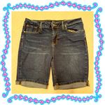 New York & Co. Women’s NY & Co mid rise denim jean shorts - dark blue wash - size 12 - stretchy Photo 1