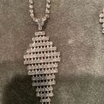 BOUTIQUE Rhinestone Raindrop Necklace and Earrings Silver Photo 6