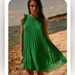 Sézane Paris Philippine Green Pleated Ruffle Mini Dress size 34 (2 US) XS Photo 1