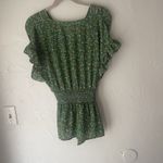 Max Studio  Size Medium Kelly‎ Green Bohemian Peasant Floral Ruffle Tie Top Photo 3