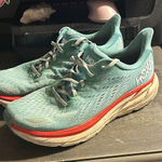 Hoka  Women's Aqua and Coral Athletic Shoes Photo 0