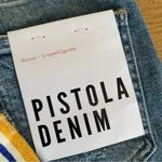 Pistola  Denim - Monroe Mid Rise Striped Crop in Blue and Yellow Photo 6