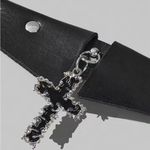 Black Collar Necklace with Cross Pendant Photo 4