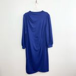 Eloquii Royal Blue Draped Long Sleeve Midi Dress Photo 1