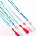 Sacred Druzy Blue & White tassel necklace Red Photo 1