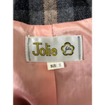 Vintage 80s beige green ruffled wool rustic plaid checkered skirt suit w/scarf S Tan Size M Photo 8