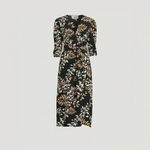 Ba&sh Crissy Leaf Print Wrap Midi Dress in Black Sz:1/Small Photo 2