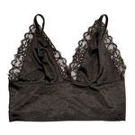 Bozzolo Black Lace Trimmed Silky Spaghetti Strap Crop Top Bralette Photo 0