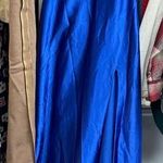 Tony Bowls  Paris Pageant Gown Prom Wedding Sapphire Blue Jeweled Halter Train  6 Photo 0