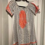 Blue Island Size M Cotton Blue Stripe Neon Embroidered Mini Sun Dress Photo 0