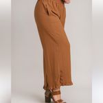 Umgee  Linen Blend Elastic Waist Ruffle Hem Pants Photo 1