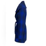 Merona  Blue Plaid Women's shawl collar belted Coat Photo 3