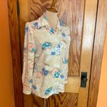 Vintage 70s floral polyester disco shirt Tan Size M Photo 6
