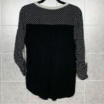 Skies Are Blue  Boho‎ Embroidered V-Neck Long Sleeve Blouse Black White - Size M Photo 1