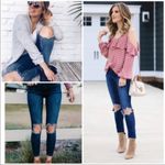 Free People  Ripped Busted Knee Skinny Jeans Dark Wash Denim High Waisted 28 Long Photo 6