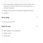 Banana Republic Black and White Striped Panama Sun Hat. Adjustable.OS. NWT. Photo 1