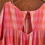 Terra & Sky  Women's Pink Plaid Short Sleeve Colorblock Ruffle Maxi Dress Size 1X Photo 1