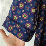 VINTAGE NORDSTROM NAVY GEOMETRIC SLEEP SET ROBE & SLIP Blue Size M Photo 1