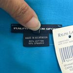 Ralph Lauren Sport Carib Caribbean Blue Split V Neck Sleeveless Collar Polo Top Size L Photo 6
