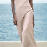 ZARA NWT champagne satin finish pink Elegant open back maxi Slip Dress Photo 2