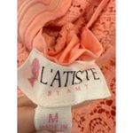 L'ATISTE  BY AMY Coral Lace Mini Dress‎ Long Sleeve Button Front Party Photo 2