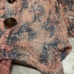 Nina Leonard  Sz M Peach and Blue Sheer Floral Blouse Photo 2
