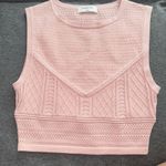 Babaton  Pointelle Cropped Sweater Tank knit pink pale small stretch Aritzia Photo 0