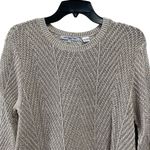 eight eight eight  Women’s Large Biege Cotton Cowl Neck Herringbone Sweater Tunic Photo 2