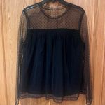 Banana Republic Double Layer Tiered Tulle Mesh A-Line Polka Dot Top Black Sz XS Photo 9