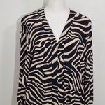 H&M Zebra Print Mini Dress Size 6 Black and Cream Zebra Dress V-Neck Photo 2