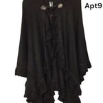 Apt. 9  adorable black sweater wrap with ruffled hem and toggle button design Photo 1