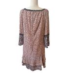 Nanette Lepore Women's Dress Size 14 Peach Navy Polka Dot Ruffle Long Sleeve Photo 3