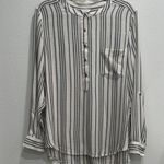 Lucky Brand  Women's Black and White Striped Button Down Shirt Photo 0