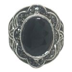 Silver and Black Rhinestone Statement Ring Photo 1