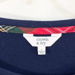 Crown & Ivy  Large Top Ruffle Trim Sweatshirt Christmas Plaid Long Sleeve 1576‎ Photo 3