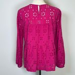 J.Crew 100% Cotton Fuchsia Eyelet Tiered Boho Blouse Women’s Size Small Photo 3