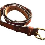 Fossil 100% Leather Suede Patchwork One Inch Wide Belt Brass Buckle Size M Photo 0