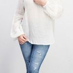 BeachLunchLounge  100% cotton white gauzy summer beach tunic top, long sleeve,M/L Photo 0