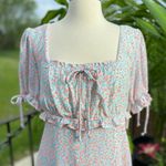 City Vibe Baby Blue Peach Floral Dress Photo 1