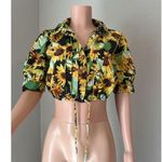 Anthropologie  Maeve Summer Sunflower floral Crop Top Sz Small yellow/ black #98 Photo 8