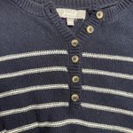 Marled Reunited Clothing Navy White Stripe Button Henley Sweater Women's L Photo 1