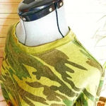 Camouflage Camo Cropped TShirt Ringer 3XL Bleached Green Size undefined Photo 4