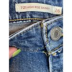Levi's 721 Hi Rise High Waisted Distressed Denim Skinny Blue Jeans Size 26 Photo 4