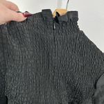 French Connection Black Long Sleeve Boza Crinkle Smocked Blouse XS NWT Photo 8