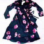 Joie  Miltona Purple Floral Print Satin Wrap Dress Photo 0