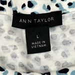 Ann Taylor  Black Blue Spotted 3/4 Sleeve Top Large Photo 6